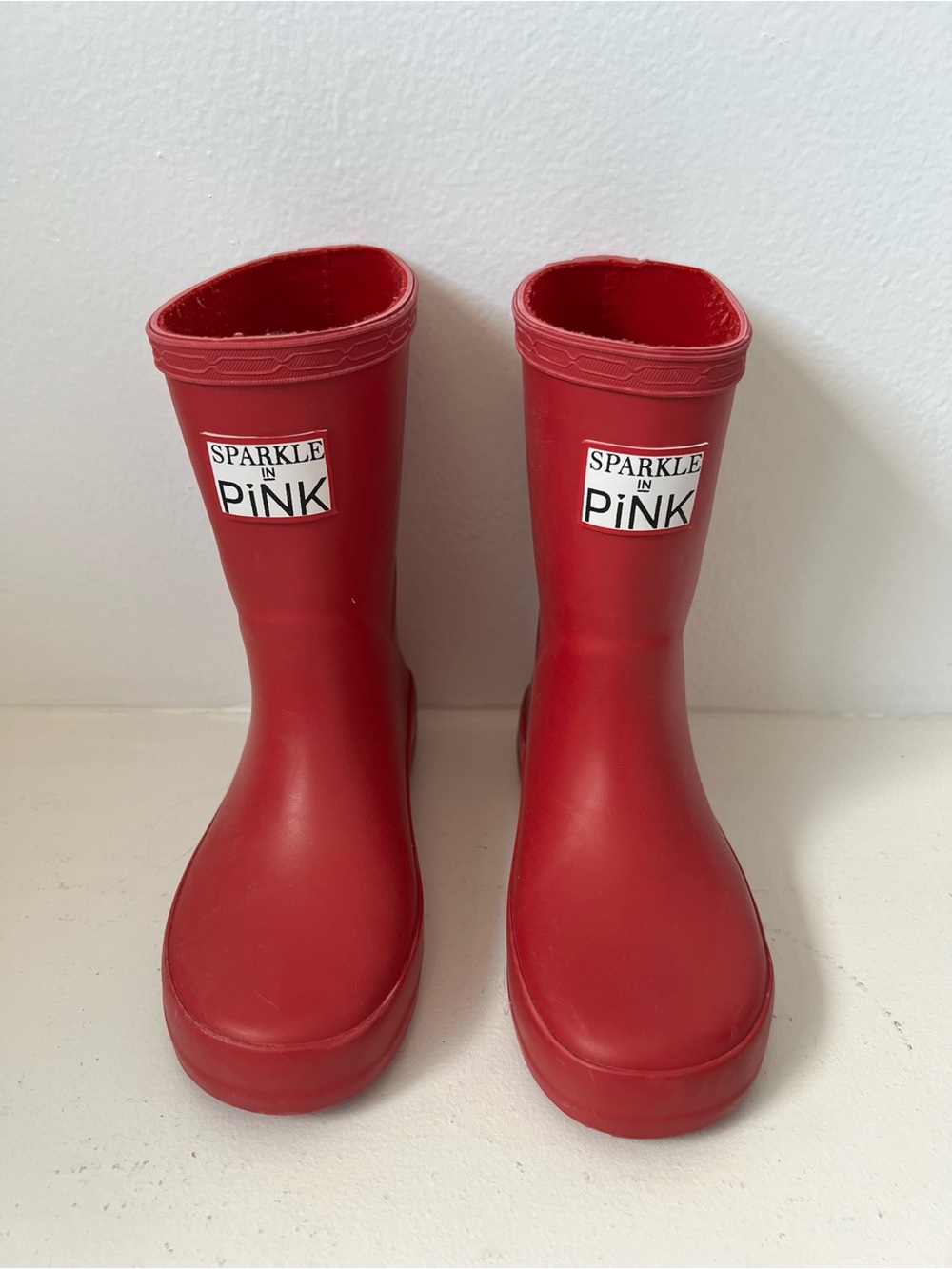 Kids' Red Rain Boots - Sparkle In Pink Size 12